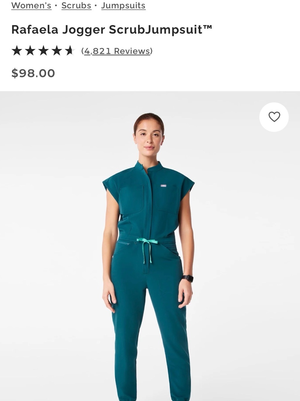 brand-new FIGS Women's Rafaela Cargo Scrub Jumpsuit
 - Teal